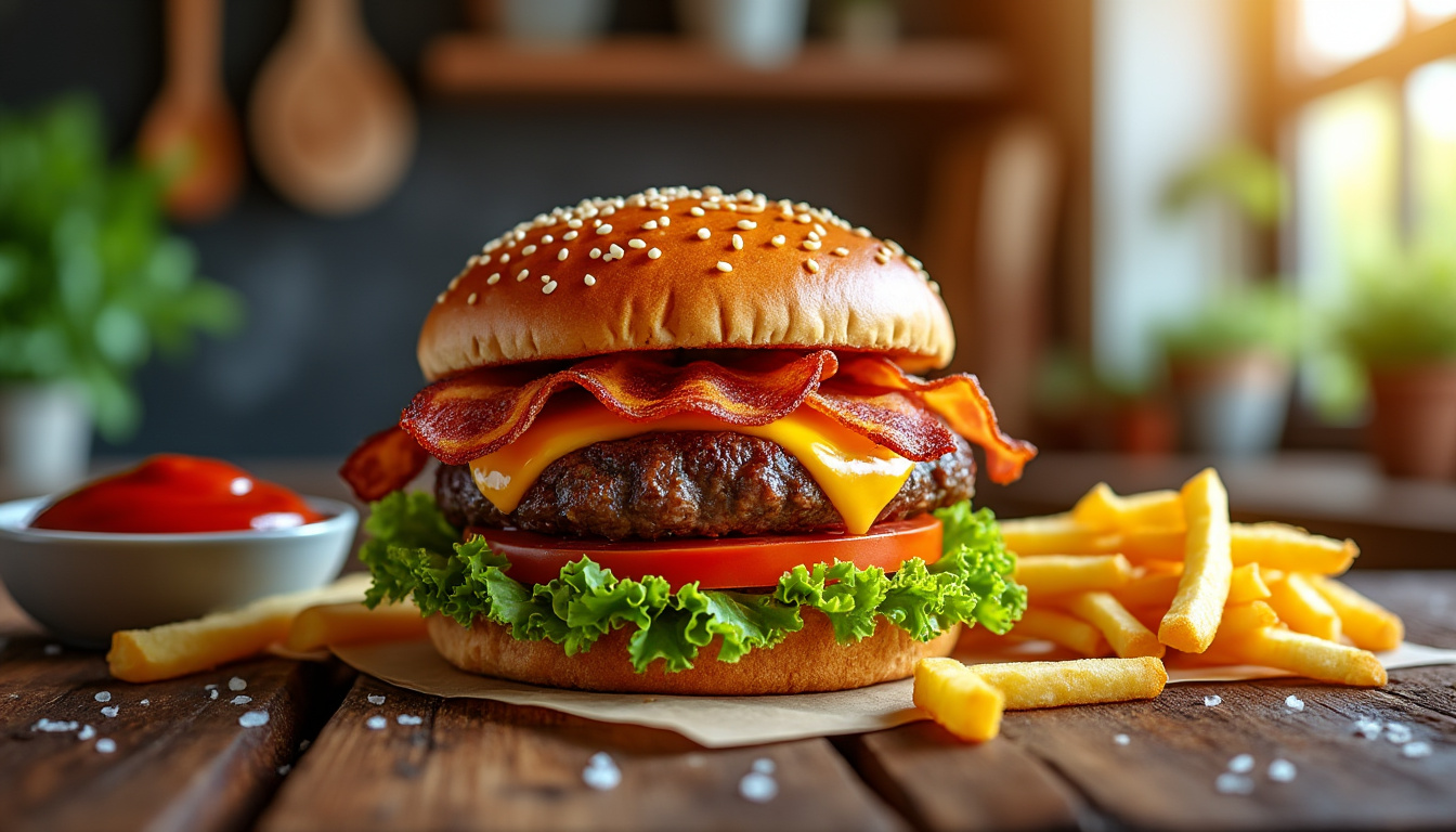 découvrez notre délicieuse recette de burger de bœuf halal, facile à préparer et pleine de saveurs. parfait pour un repas en famille ou entre amis, ce burger saura ravir vos papilles avec des ingrédients de qualité et un goût irrésistible.