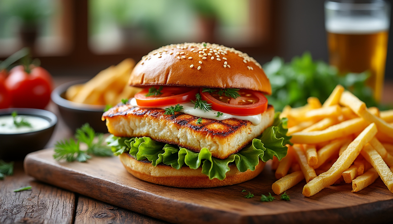 découvrez une délicieuse recette de burger de poisson grillé aux herbes halal, alliant fraîcheur et saveurs. parfait pour un repas sain et savoureux, ce burger fait maison ravira vos papilles tout en respectant vos convictions. suivez nos étapes simples pour un plat qui séduira toute la famille.
