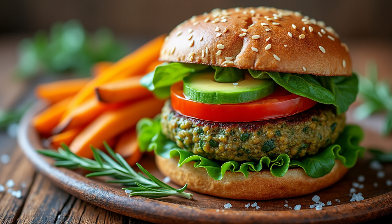 découvrez notre délicieuse recette de burger végétarien aux épinards et lentilles halal. idéal pour un repas sain et savoureux, ce burger allie nutrition et goût en un délice à déguster sans modération.