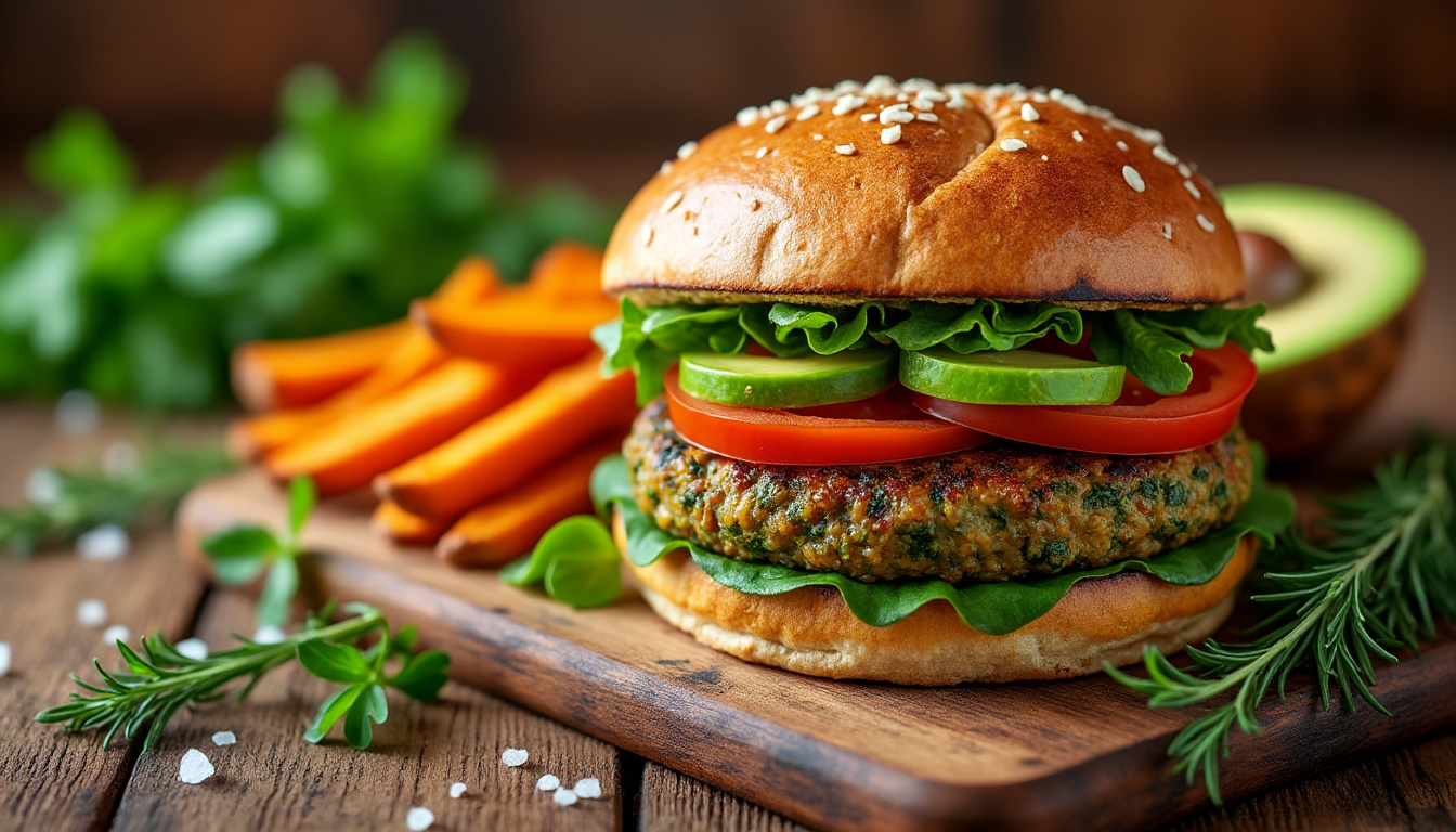 découvrez notre délicieuse recette de burger végétarien aux épinards et lentilles halal. un plat savoureux et nutritionnel qui ravira toutes vos envies, parfait pour un repas équilibré et gourmand sans viande.