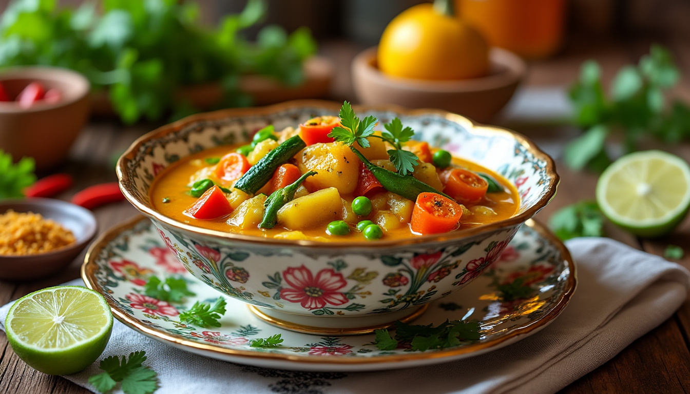 découvrez notre délicieuse recette de curry de légumes halal, un plat savoureux et coloré, parfait pour les végétariens et les amateurs de cuisine épicée. facile à préparer, cette recette met en avant des légumes frais et des épices aromatiques. apportez une touche exotique à vos repas avec ce curry réconfortant et plein de saveurs.