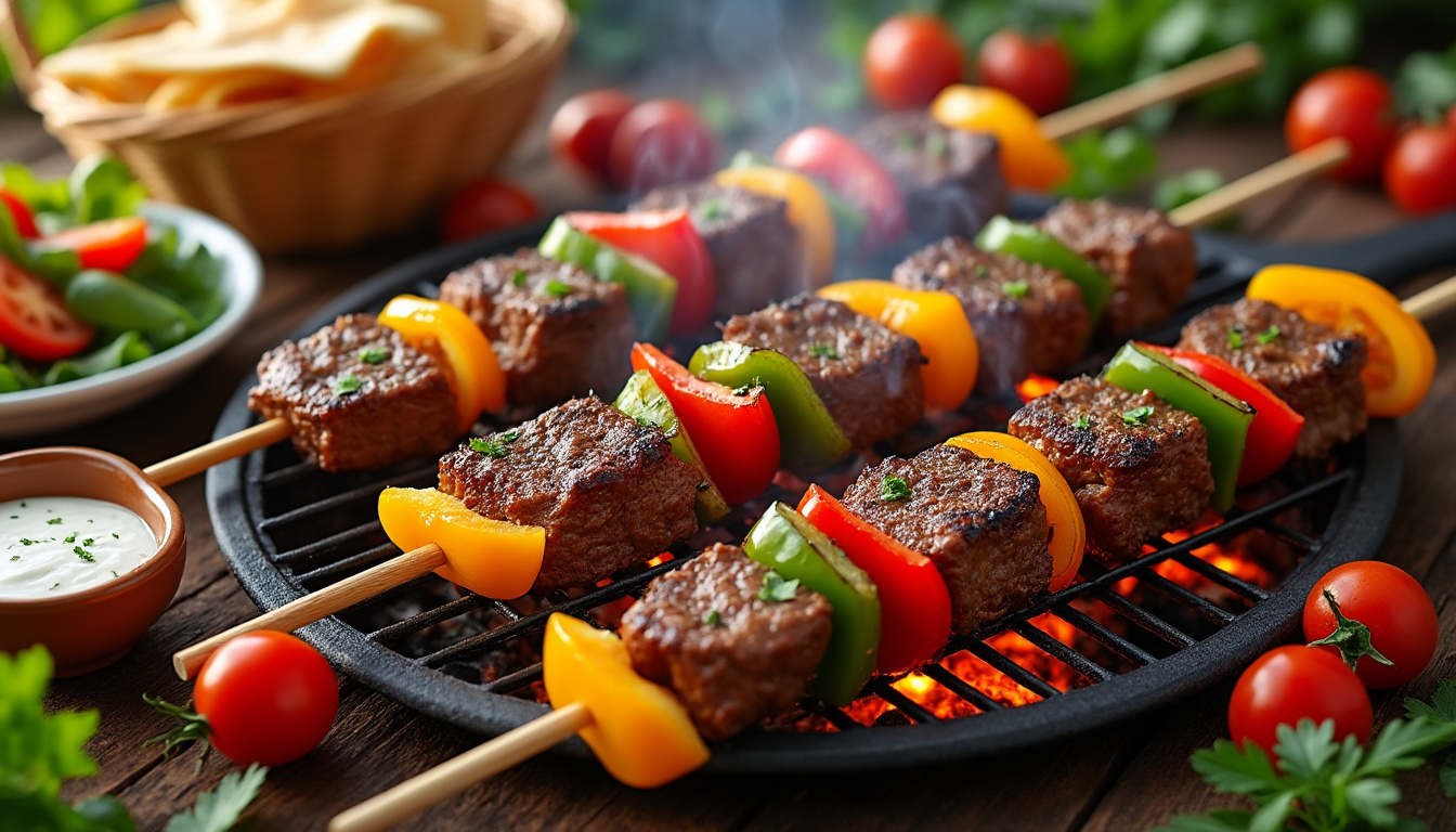 découvrez notre délicieuse recette de kebab de bœuf halal maison, facile à réaliser, avec des ingrédients frais et des épices savoureuses. idéale pour un repas convivial, cette recette vous permettra de savourer un kebab fait maison, garni de vos condiments préférés.