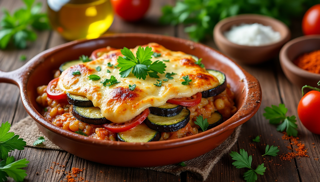 découvrez notre délicieuse recette de moussaka halal aux légumes, un plat savoureux et réconfortant. avec des ingrédients frais et sains, cette version végétarienne ravira vos papilles tout en respectant les principes halal. parfaite pour vos repas en famille ou entre amis !