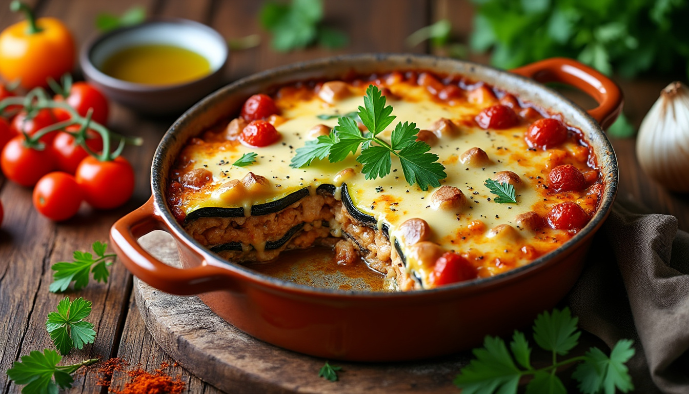 découvrez notre délicieuse recette de moussaka halal aux légumes, un plat savoureux et réconfortant, alliant harmonieusement aubergines, pommes de terre et une sauce riche. idéale pour les repas en famille ou entre amis, cette moussaka végétarienne vous fera voyager en méditerranée tout en respectant vos convictions. suivez nos étapes simples pour réaliser cette spécialité grecque revisité !