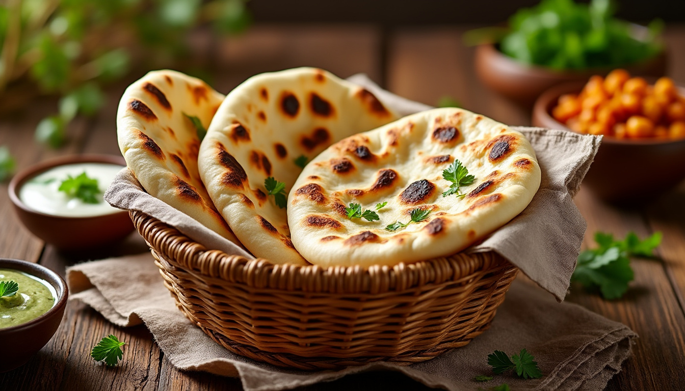 découvrez notre délicieuse recette de pain naan maison halal, facile à réaliser et parfaite pour accompagner vos plats favoris. apprenez à pétrir, façonner et cuire ce pain moelleux avec des ingrédients simples. faites voyager vos papilles avec nos astuces et conseils de cuisson !