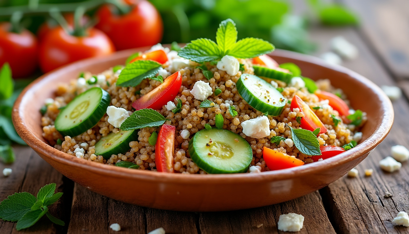découvrez une délicieuse recette de salade de quinoa halal aux herbes, parfaite pour un repas léger et nutritif. cette salade colorée, agrémentée d'herbes fraîches, apporte une touche de fraicheur et de saveur à votre table. idéale pour les repas en famille ou entre amis, elle saura ravir les palais les plus exigeants.