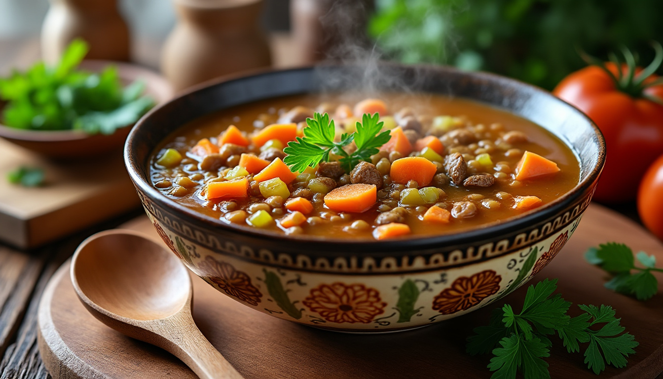 découvrez notre délicieuse recette de soupe de lentilles halal, un plat réconfortant et nutritif, idéal pour réchauffer vos soirées. simple à préparer, cette soupe allie saveurs authentiques et ingrédients sains, parfaite pour toute la famille.
