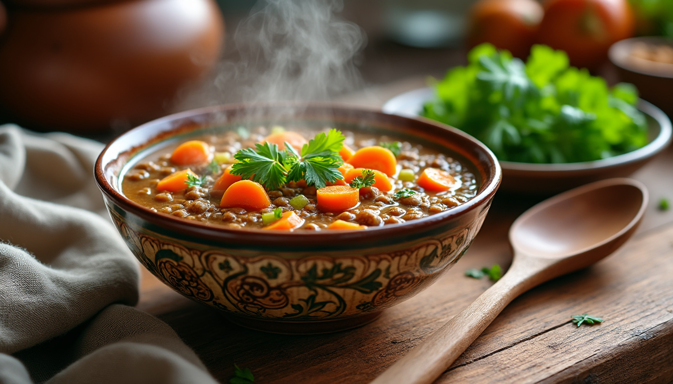 découvrez cette délicieuse recette de soupe de lentilles halal, riche en saveurs et en nutriments. idéale pour un repas réconfortant, cette soupe est facile à préparer et parfaite pour toute la famille. suivez notre guide étape par étape pour un plat savoureux qui respecte vos valeurs culinaires.