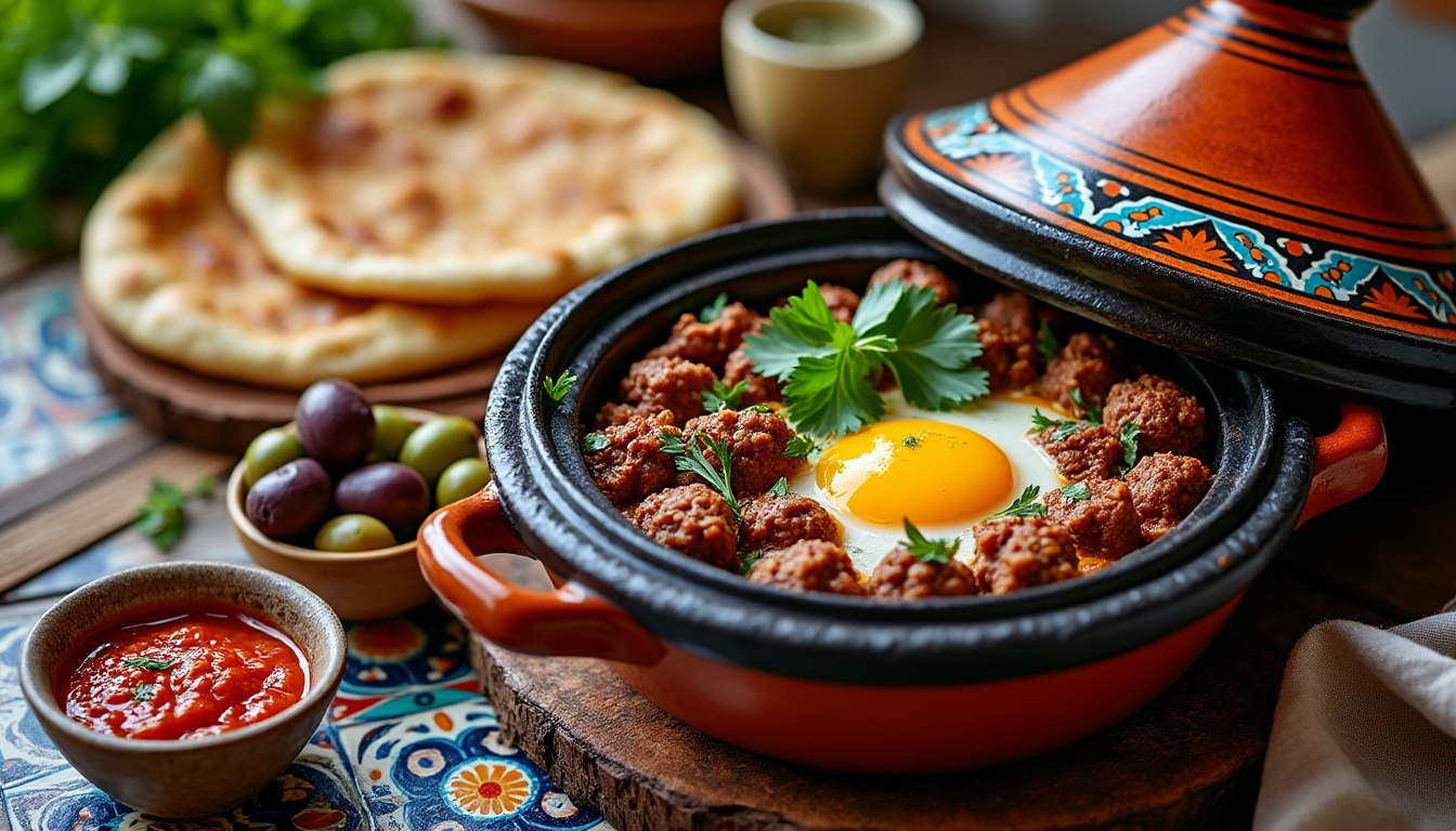 découvrez notre délicieuse recette de tajine de kefta halal aux œufs, un plat savoureux et réconfortant qui marie harmonieusement viande épicée et œufs tendres. idéal pour un repas en famille ou entre amis, ce tajine ravira vos papilles avec ses arômes authentiques et sa simplicité de préparation.
