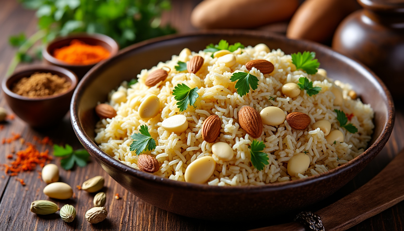 découvrez nos astuces pour préparer un délicieux riz basmati aux noix, tout en respectant les règles halal. savourez un plat réconfortant, parfumé et nutritif qui ravira vos convives. idéal pour accompagner vos plats de viandes ou légumes!