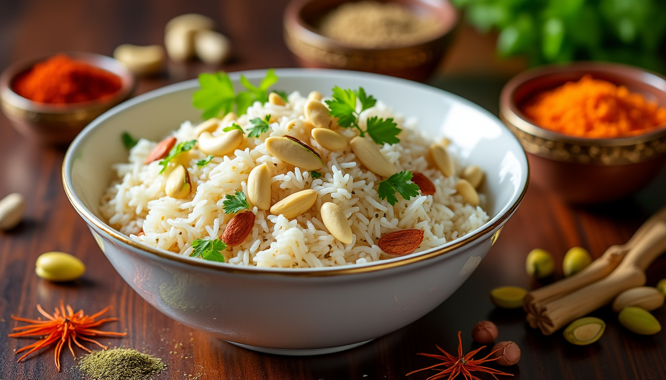 découvrez notre astuce simple et délicieuse pour préparer un riz basmati aux noix halal. éveillez vos papilles avec cette recette savoureuse qui allie saveurs et texture, parfaite pour accompagner vos plats préférés.