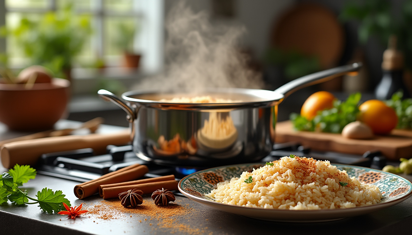 découvrez nos astuces infaillibles pour préparer un riz parfumé à la cannelle, une recette halal savoureuse qui rehaussera vos plats. que ce soit pour un dîner en famille ou une occasion spéciale, ce riz deviendra un incontournable de votre cuisine.