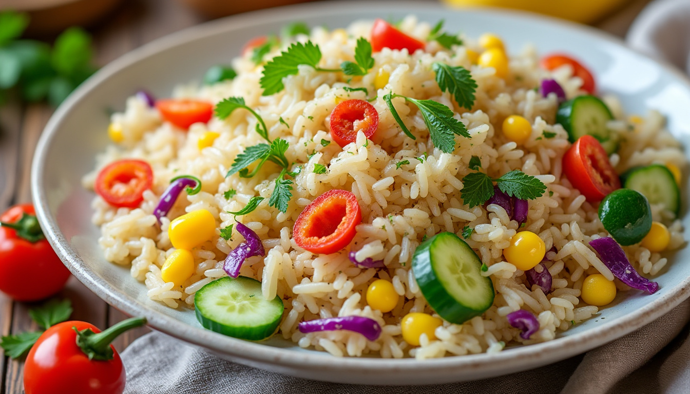 découvrez nos astuces infaillibles pour préparer une délicieuse salade de riz aux légumes halal. idéale pour les repas en famille ou entre amis, cette recette facile et rapide vous permettra de savourer des saveurs authentiques tout en respectant vos valeurs. faites de chaque bouchée un moment de plaisir !