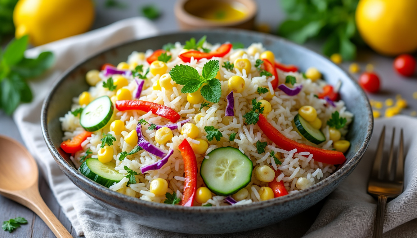 découvrez nos astuces pour préparer une délicieuse salade de riz aux légumes halal. facile à réaliser, cette recette équilibrée ravira vos papilles avec des ingrédients frais et colorés. idéale pour un repas rapide ou un pique-nique, elle saura séduire petits et grands.