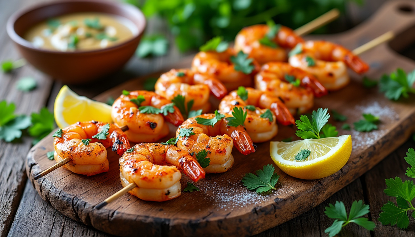 découvrez notre délicieuse recette de brochettes de crevettes à la coriandre, parfaite pour vos repas halal. savourez la fusion de saveurs exotiques et profitez d'une préparation simple et rapide qui émerveillera vos convives.