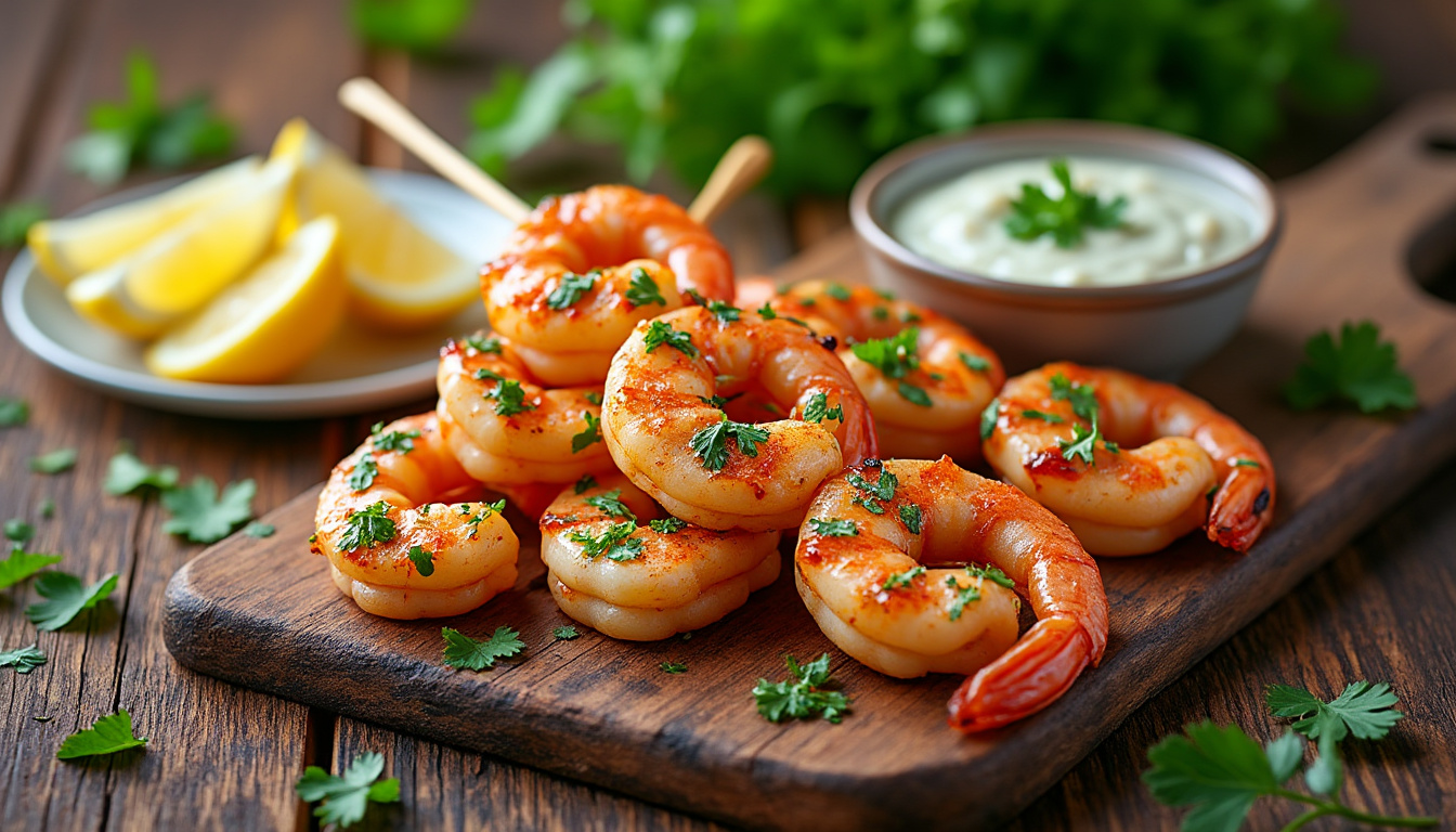 découvrez notre délicieuse recette de brochettes de crevettes à la coriandre halal, un plat savoureux et plein de fraîcheur. idéal pour vos barbecues d'été ou un repas en famille, ces brochettes raviront vos convives avec leur goût parfumé et leur préparation rapide. suivez nos étapes simples pour un résultat succulent !