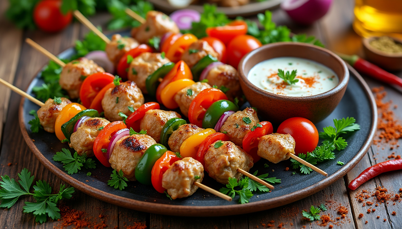 découvrez notre délicieuse recette de brochettes de dinde halal, parfaite pour un barbecue réussi ou un repas convivial. faciles à préparer, ces brochettes savoureuses allient tendreté de la viande et épices délicates pour faire plaisir à toute la famille !