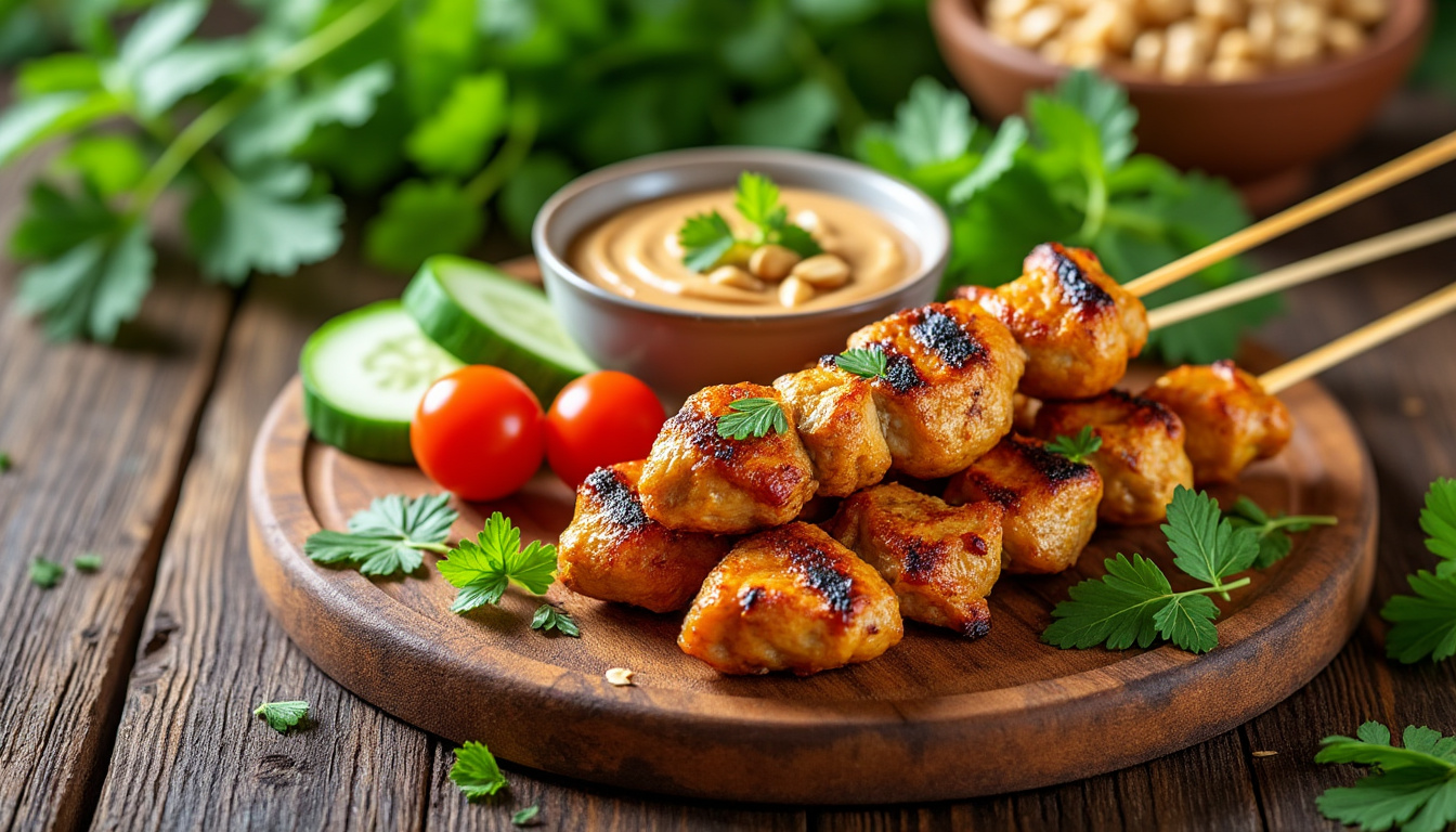 découvrez notre délicieuse recette de brochettes de poulet au satay halal, un plat savoureux et parfumé idéal pour vos barbecues ou repas en famille. suivez notre guide étape par étape pour réaliser des brochettes juteuses, marinées dans une sauce satay onctueuse. à vos grills !