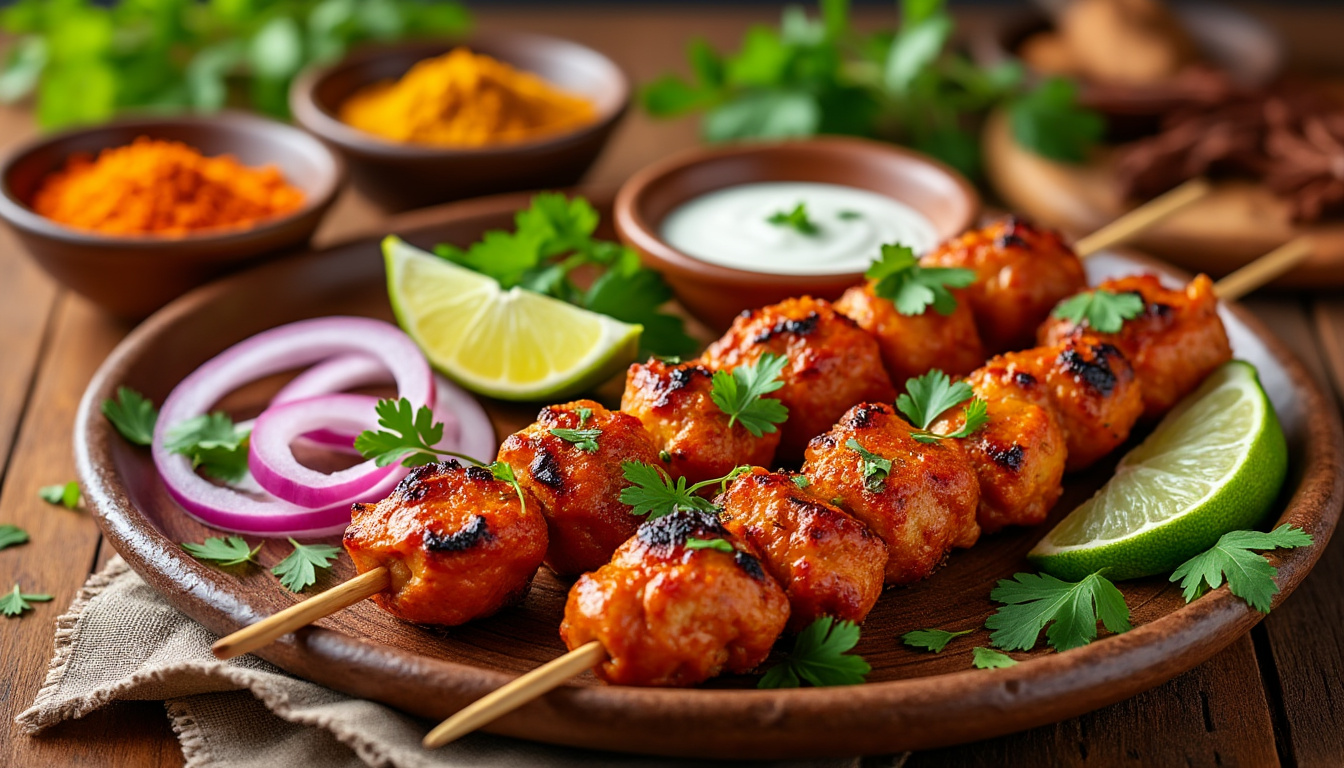 découvrez notre délicieuse recette de brochettes de poulet tandoori halal. parfaite pour un repas convivial, cette recette allie épices savoureuses et tendreté du poulet. facile à préparer, elle séduira petits et grands !