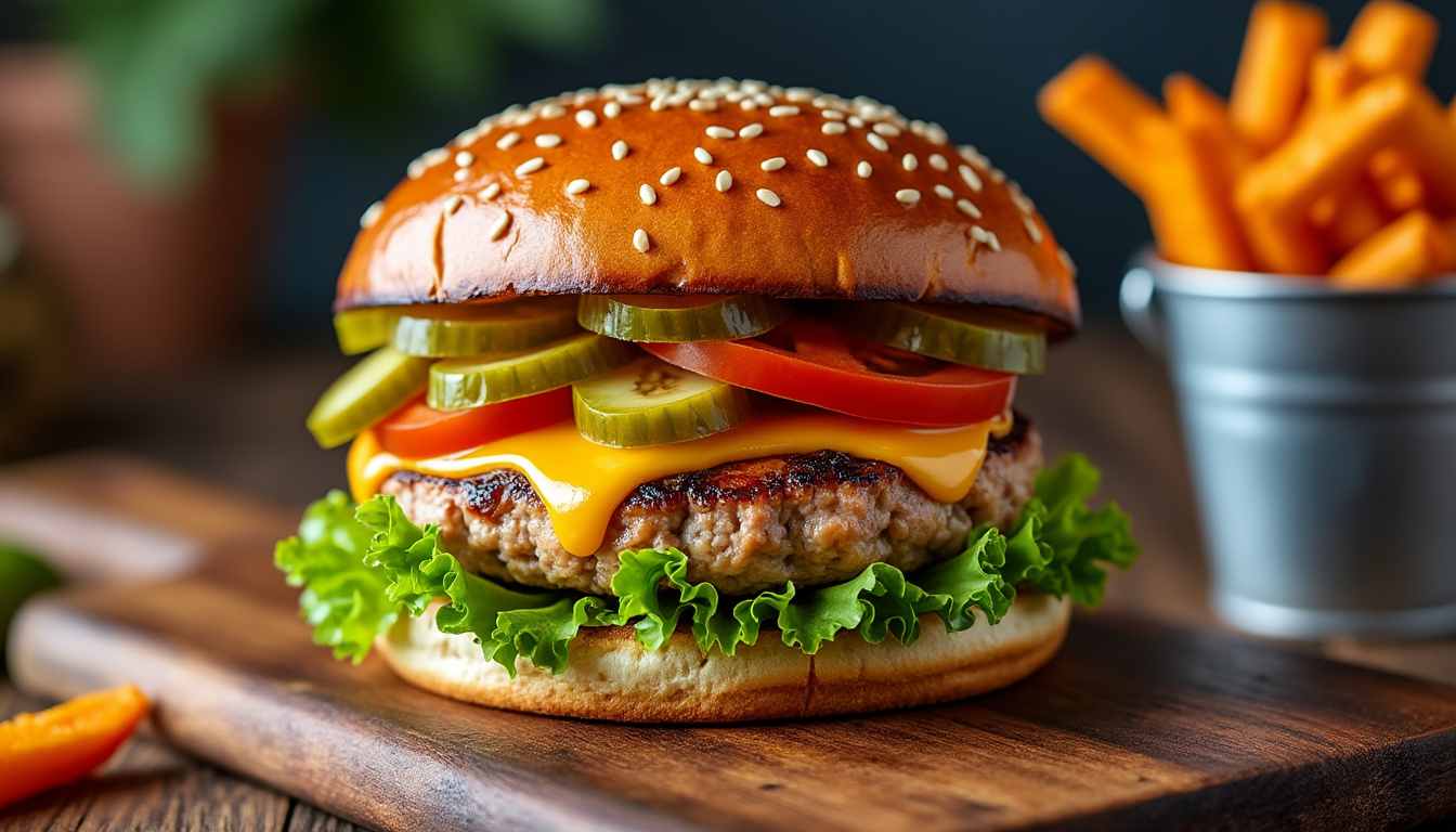 découvrez notre recette délicieuse et simple de burger de dinde halal ! ce plat savoureux allie la tendreté de la dinde aux épices aromatiques, parfait pour un repas convivial. faites plaisir à vos proches avec ce burger succulent, tout en respectant vos valeurs halal.