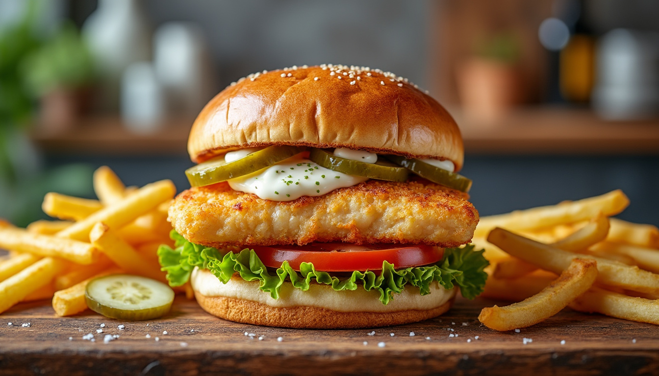 découvrez notre délicieuse recette de burger de poisson halal, alliant fraîcheur et saveurs marines. préparez un plat savoureux et sain qui plaira à toute la famille. suivez nos étapes simples pour réaliser un burger de poisson moelleux accompagné de sauces savoureuses et de garnitures croquantes.