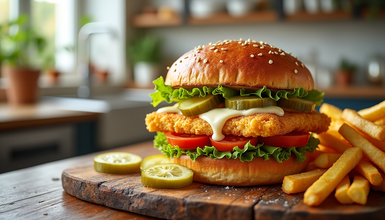 découvrez notre délicieuse recette de burger de poisson halal, préparée avec des ingrédients frais et savoureux. idéale pour un repas sain et gourmand, ce burger allie des saveurs marines savoureuses et une touche d'épices. parfait pour les amateurs de fruits de mer et ceux qui recherchent des alternatives halal !