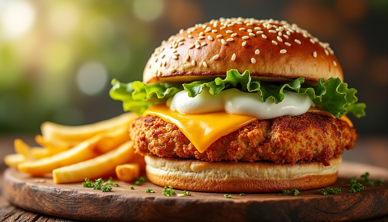 découvrez notre délicieuse recette de burger de poulet croustillant halal, parfaite pour vos repas en famille ou entre amis. préparez un burger savoureux et juteux avec des ingrédients frais, le tout dans le respect des normes halal.