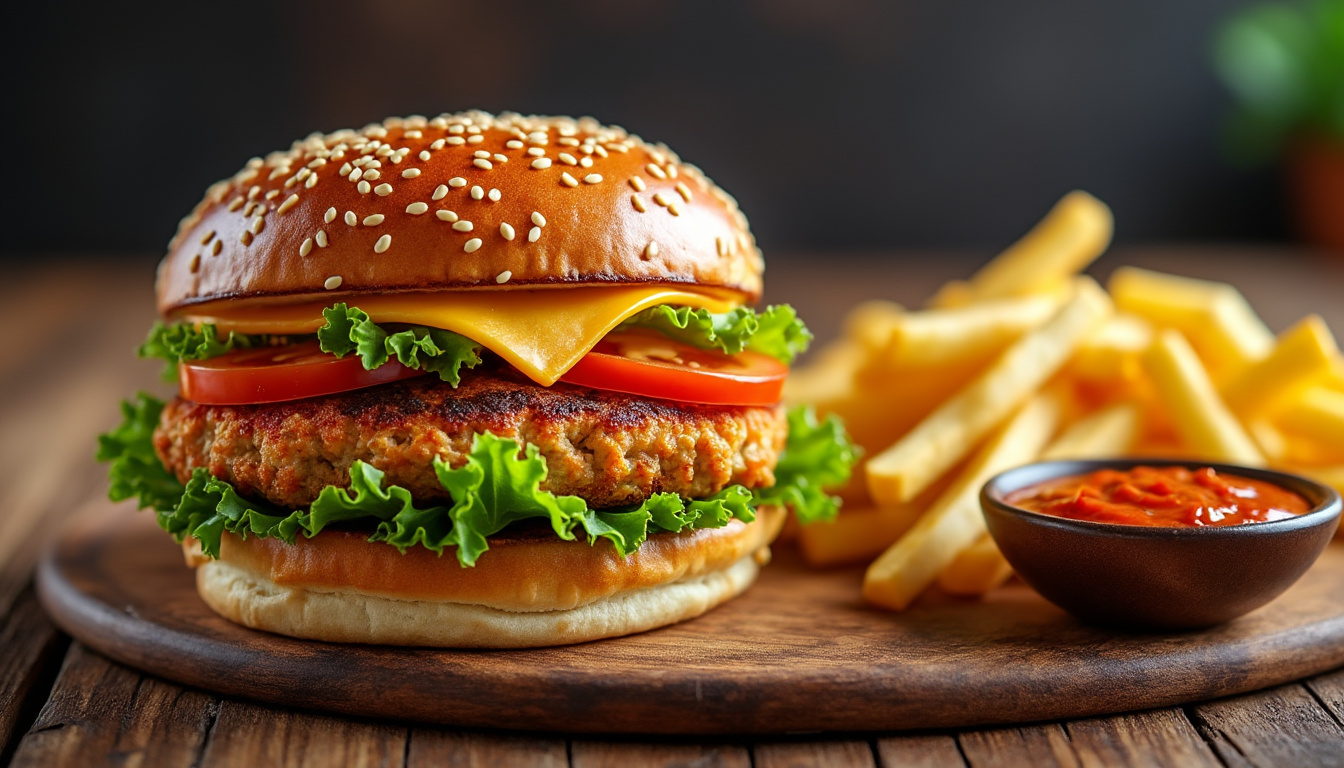 découvrez notre délicieuse recette de burger de poulet halal, savoureuse et facile à réaliser. parfait pour un repas en famille ou entre amis, ce burger allie tendreté du poulet et garnitures gourmandes. faites le plein de saveurs avec notre guide étape par étape!