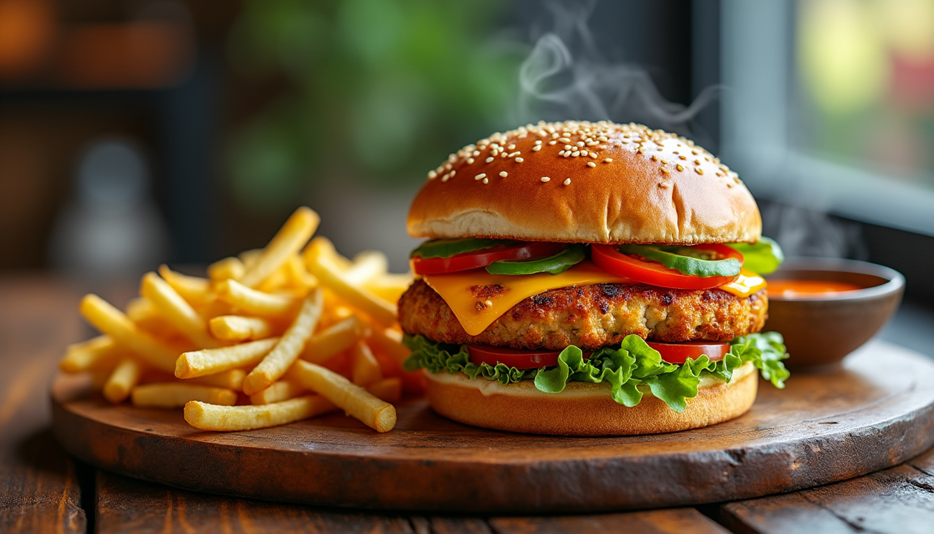 découvrez notre délicieuse recette de burger de poulet halal, alliant saveurs savoureuses et ingrédients de qualité. préparez facilement ce plat réconfortant qui ravira toute la famille. idéal pour un repas convivial ou une soirée entre amis !