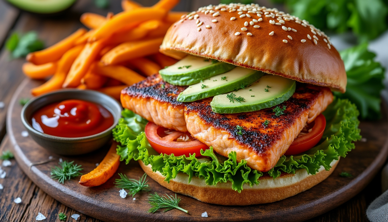 découvrez notre délicieuse recette de burger de saumon halal, un plat savoureux et original qui ravira vos papilles. facile à préparer, ce burger allie fraîcheur et gourmandise pour un repas parfait en famille ou entre amis.