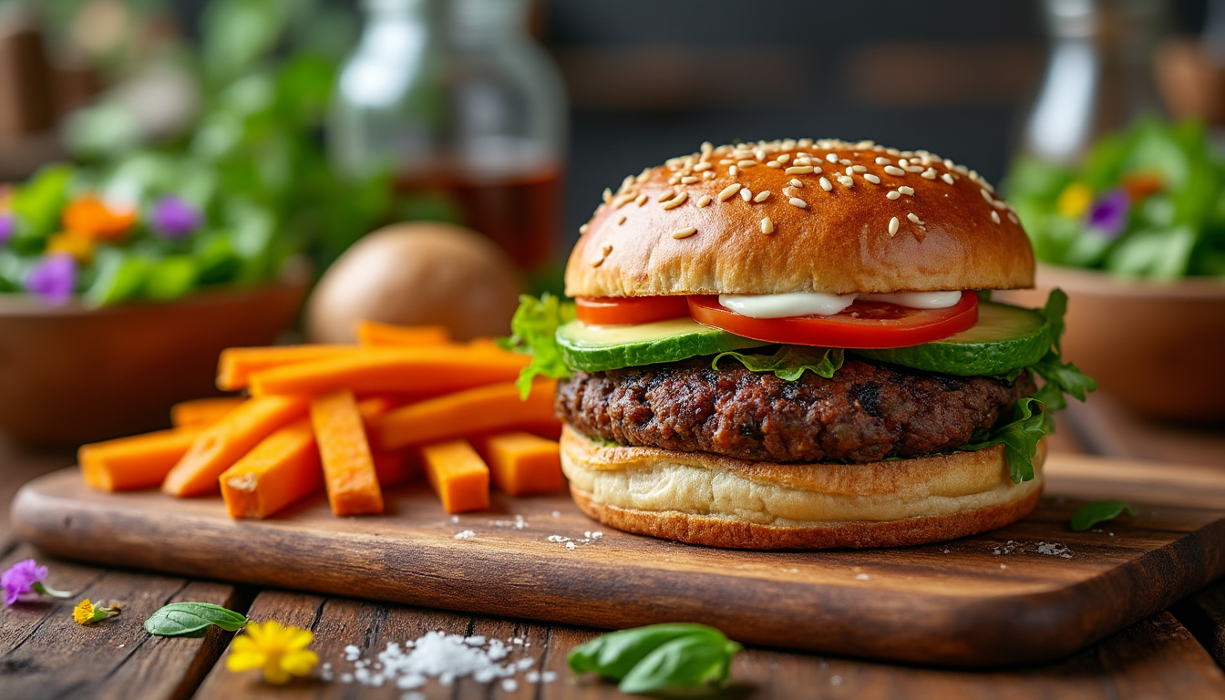 découvrez une délicieuse recette de burger végétarien aux haricots noirs halal, alliant saveurs et texture pour un repas savoureux et sain. parfait pour tous les amateurs de bonne cuisine soucieux de leur alimentation!