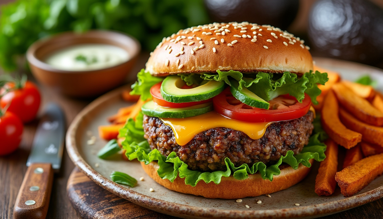découvrez notre délicieuse recette de burger végétarien halal, alliant saveurs et convivialité. parfait pour un repas savoureux et équilibré, ce burger ravira les amateurs de cuisine saine et gourmande. facile à préparer, il fait la joie des petits et grands !
