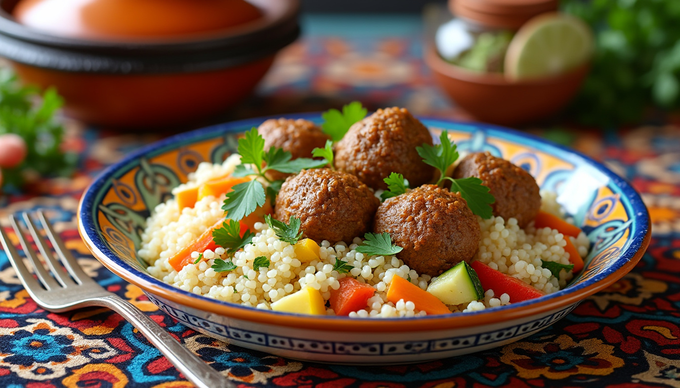 découvrez notre délicieuse recette de couscous aux boulettes d'agneau halal, un plat traditionnel riche en saveurs et en textures. parfait pour un repas convivial en famille ou entre amis, ce couscous vous séduira par sa simplicité et son authenticité. suivez nos instructions faciles pour préparer ce festin réconfortant.