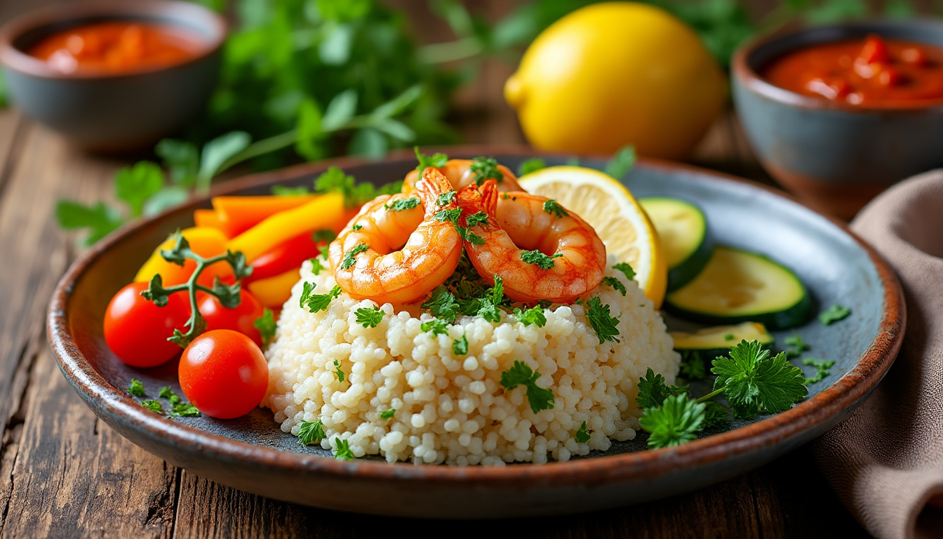 découvrez notre délicieuse recette de couscous aux crevettes halal, un plat savoureux et coloré qui allie les saveurs traditionnelles du couscous à la succulence des crevettes. facile à préparer, cette recette ravira vos invités et fera voyager vos papilles.