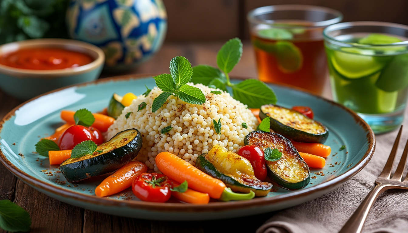 découvrez une délicieuse recette de couscous aux légumes rôtis halal, alliant saveurs méditerranéennes et respect des traditions culinaires. parfait pour un repas convivial en famille ou entre amis, ce plat coloré et savoureux ravira vos papilles !