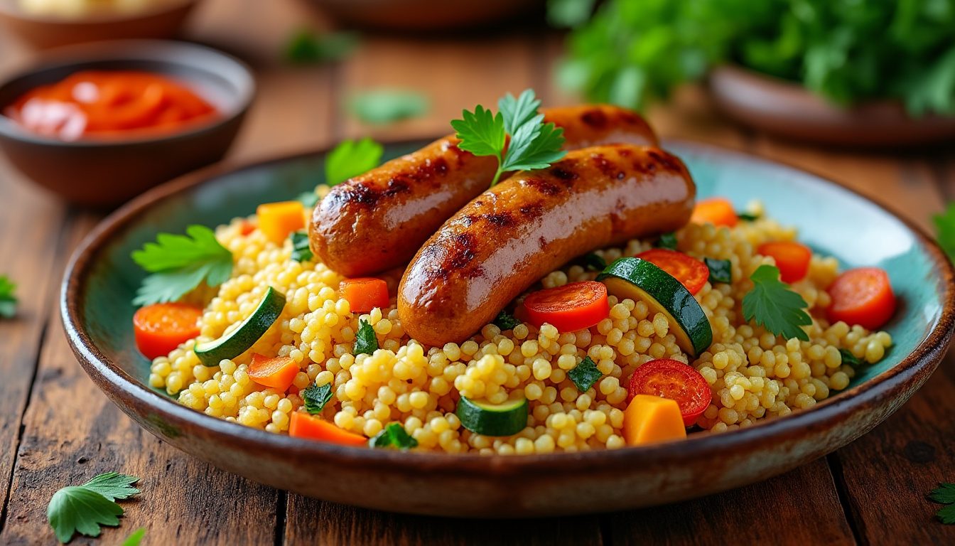 découvrez notre délicieuse recette de couscous aux merguez de poulet halal, un plat savoureux et réconfortant qui ravira vos papilles. facile à réaliser, ce couscous se prépare avec des ingrédients frais et donne un goût authentique à vos repas en famille ou entre amis. parfait pour toutes les occasions !
