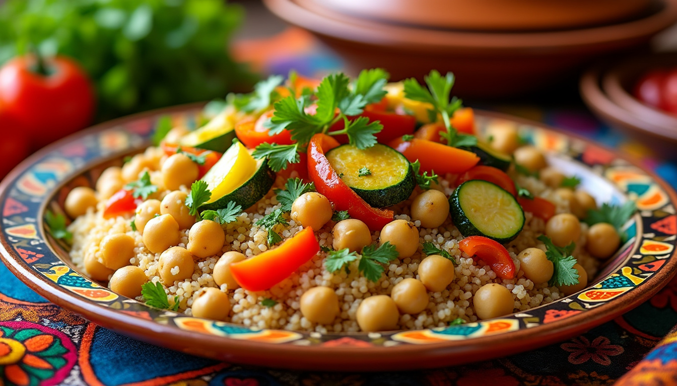 découvrez une délicieuse recette de couscous végétarien halal aux pois chiches, idéale pour un repas sain et savoureux. facile à préparer, ce plat associe des légumes frais et des épices parfumées pour un voyage gustatif inoubliable.