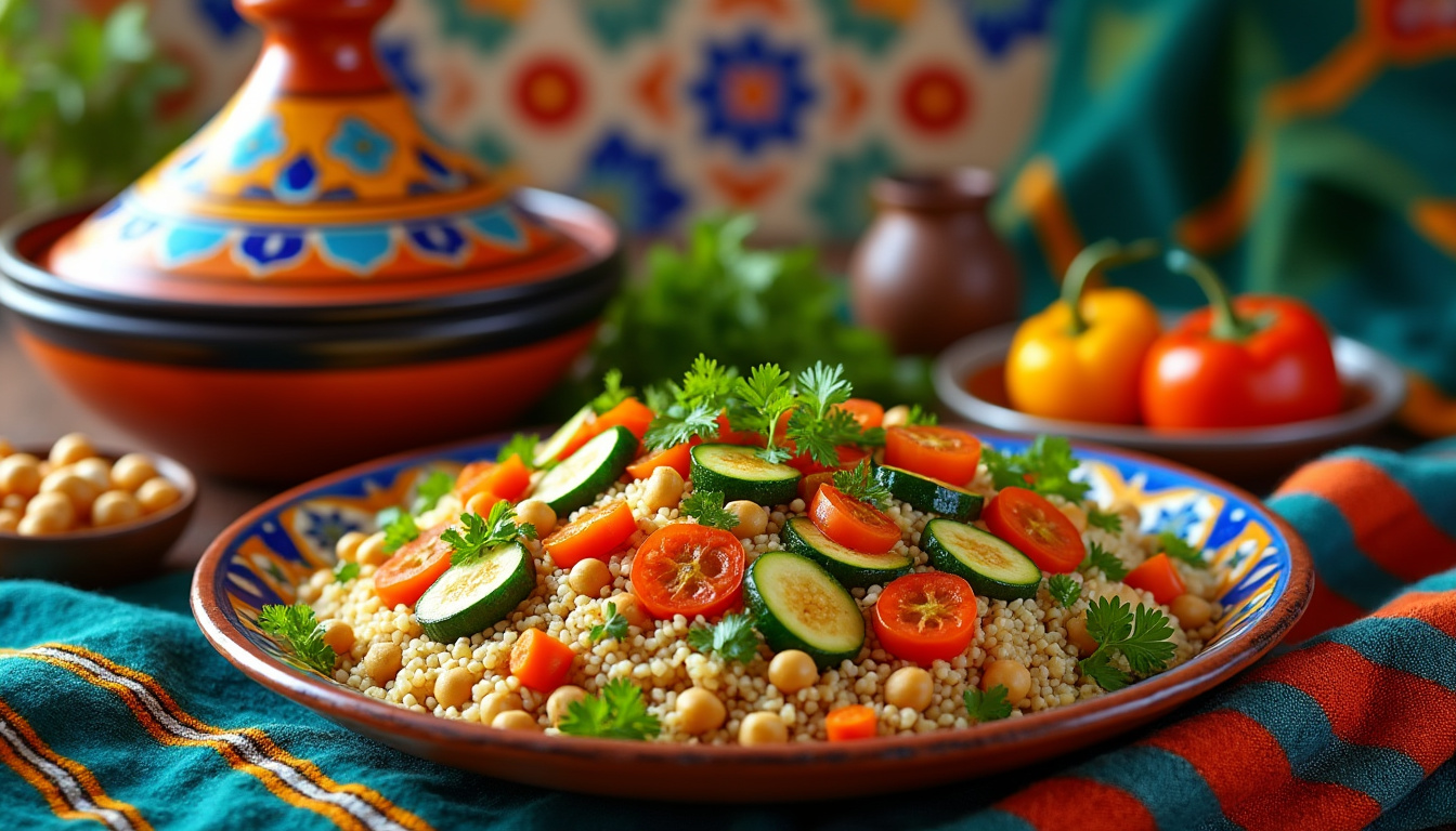 découvrez notre délicieuse recette de couscous végétarien halal aux pois chiches, un plat savoureux et réconfortant, idéal pour vos repas en famille. facile à préparer, ce couscous est agrémenté de légumes frais et d'épices parfumées. parfait pour allier santé et saveurs!