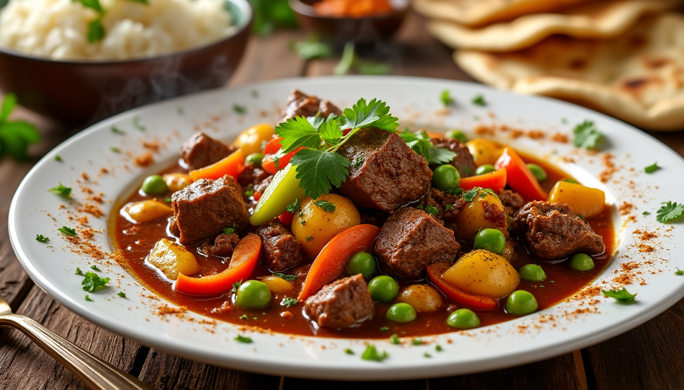 découvrez notre délicieuse recette de curry de bœuf aux légumes halal, un plat savoureux et réconfortant qui allie tendreté du bœuf et légumes frais. parfait pour un repas en famille, ce curry parfumé ravira vos papilles et celles de vos invités. idéal pour toutes les occasions !