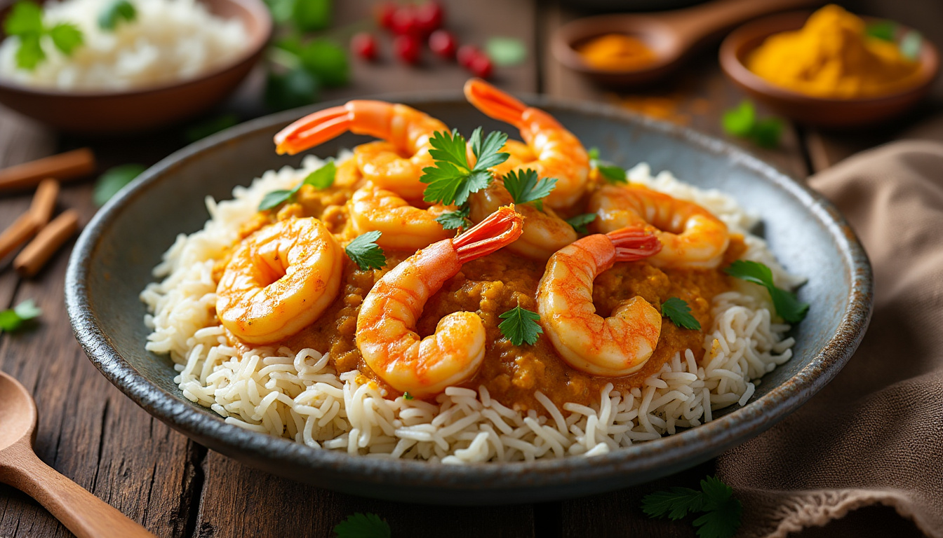 découvrez notre délicieuse recette de curry de crevettes halal, savamment épicée et prête en quelques étapes simples. parfaite pour un dîner exotique, cette recette allie des crevettes juteuses à une sauce crémeuse aux saveurs intenses. régalez-vous et vos invités avec ce plat savoureux et facile à préparer !