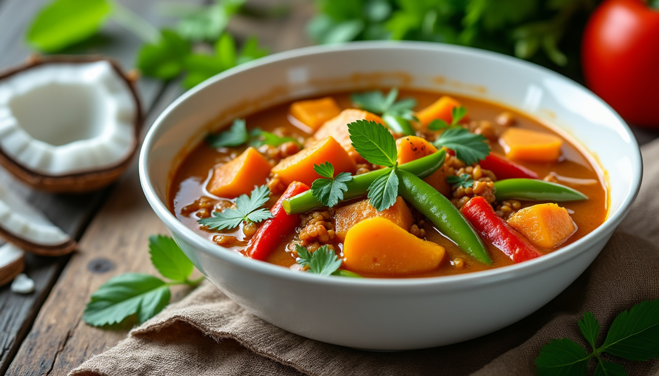 découvrez cette délicieuse recette de curry de légumes au lait de coco halal, idéale pour une cuisine savoureuse et réconfortante. préparez un plat végétarien plein de saveurs épicées, parfait pour régaler vos proches lors de vos repas en famille ou entre amis.