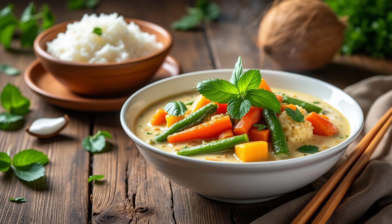 découvrez notre délicieuse recette de curry de légumes au lait de coco halal, alliant saveurs exotiques et ingrédients savoureux. idéal pour un repas réconfortant et compatible avec vos régimes alimentaires, ce plat coloré ravira vos papilles et celles de vos proches.