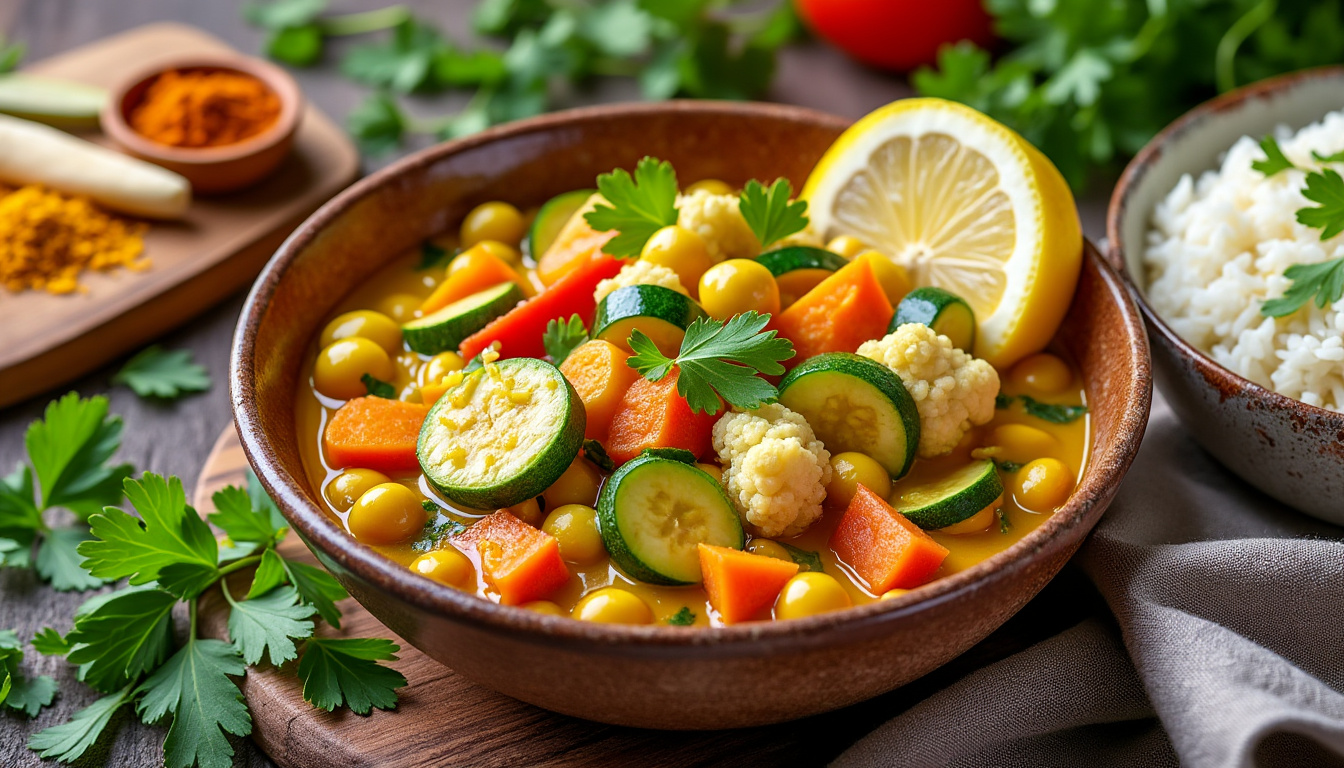 découvrez notre délicieuse recette de curry de légumes aux pois cassés, un plat halal savoureux et réconfortant. parfait pour régaler vos convives avec des ingrédients frais et épicés, cette recette végétarienne est idéale pour un repas nourrissant et coloré.