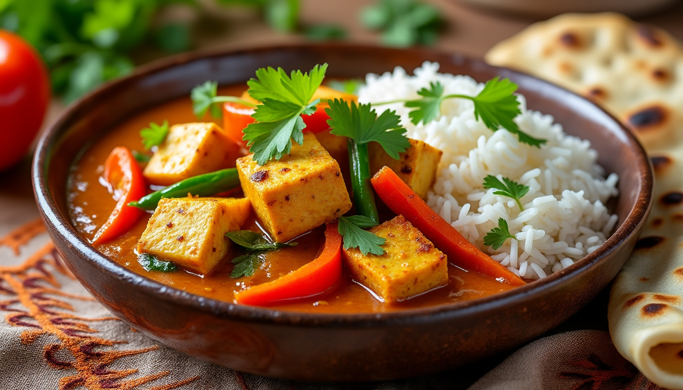 découvrez une savoureuse recette de curry de légumes et tofu halal, parfaite pour régaler vos convives avec des saveurs épicées et délicates. facile à préparer, ce plat végétarien allie santé et gourmandise pour un repas coloré et équilibré.