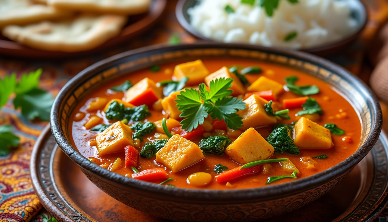 découvrez notre délicieuse recette de curry de légumes et tofu halal, un plat savoureux et équilibré qui ravira tous les palais. facile à préparer, il vous offre une explosion de saveurs exotiques tout en respectant les principes halal. idéal pour un repas convivial, ce curry végétarien vous fera voyager à chaque bouchée.
