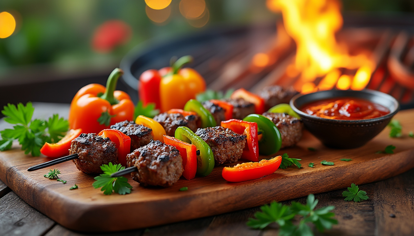 découvrez notre délicieuse recette de kebab de bœuf aux poivrons, préparée avec des ingrédients halal. savourez des saveurs authentiques et épicées, idéales pour un repas convivial. suivez nos étapes simples pour réaliser ce plat succulent qui ravira vos convives!