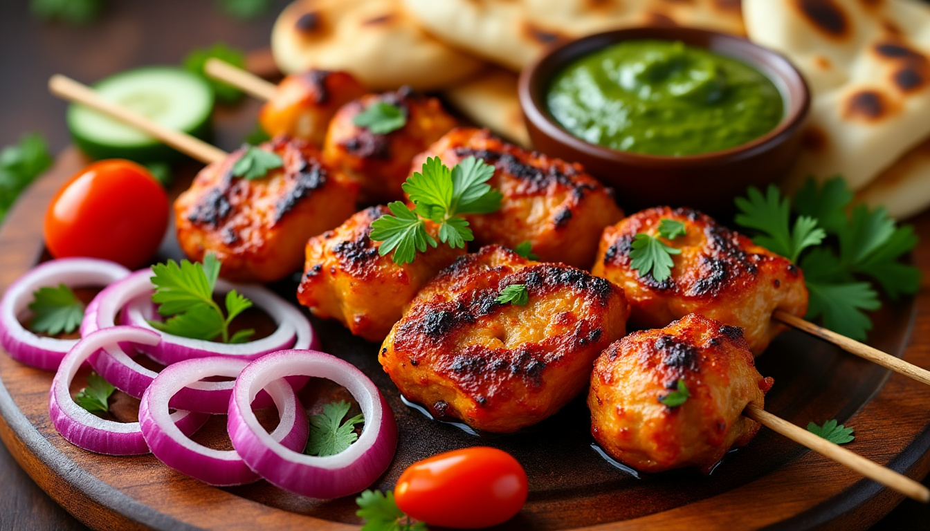 découvrez notre délicieuse recette de kebab de poulet tandoori halal, alliant des épices savoureuses et des morceaux de poulet marinés à la perfection. idéal pour un repas convivial, ce kebab succulent vous transportera en inde tout en respectant vos choix alimentaires.