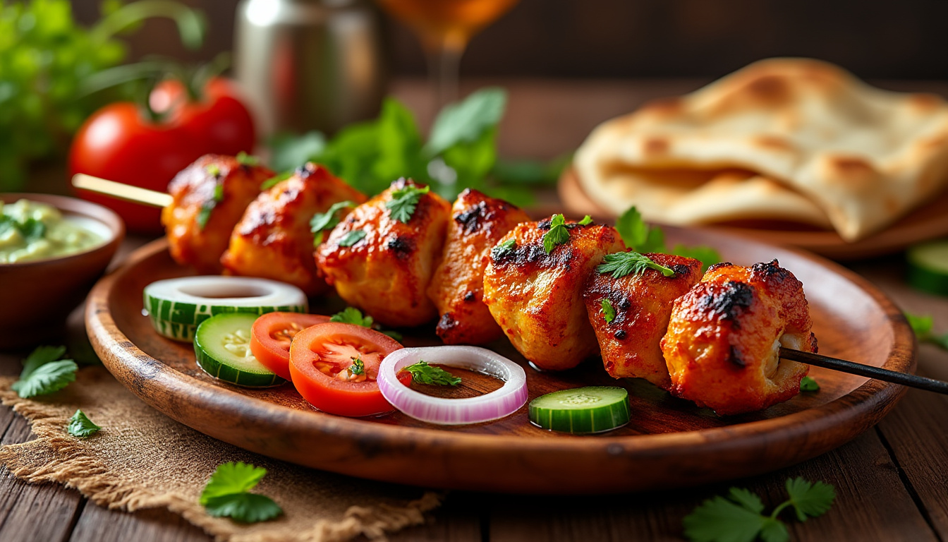 découvrez notre délicieuse recette de kebab de poulet tandoori halal. ce plat savoureux allie les épices indiennes et une tendreté irrésistible, parfait pour un repas convivial. suivez nos étapes simples pour préparer ce délice qui ravira vos convives !