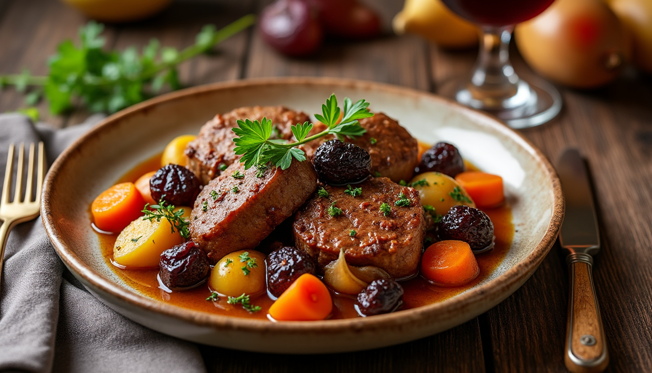 découvrez notre délicieuse recette de ragoût d'agneau halal aux pruneaux, un plat savoureux alliant tendreté de la viande et douceur des fruits secs. parfait pour vos repas en famille ou entre amis, ce ragoût réchauffera vos cœurs et émerveillera vos papilles.