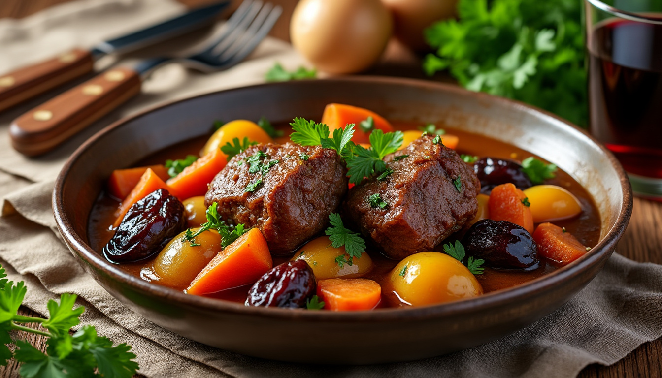 découvrez notre délicieuse recette de ragoût d’agneau halal aux pruneaux. un plat réconfortant et savoureux, alliant la tendreté de l'agneau à la douceur des pruneaux, parfait pour les repas en famille. suivez nos étapes simples pour émerveiller vos convives !